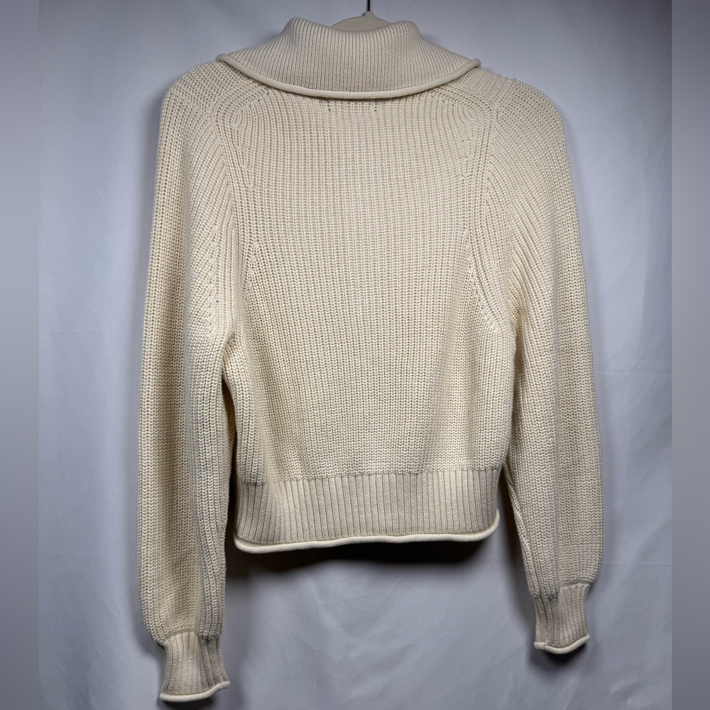 J. Crew Cream Knit Turtleneck Pullover with Gold Buttons - Picture 3 of 11